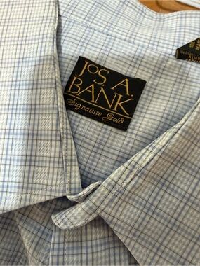 Jos. A. Bank Blue and White Windowpane Dress Shirt